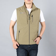 Load image into Gallery viewer, MAIDANGDI Men&#39;s Waistcoat  Jackets Vest 2020 Summer New Solid Color Stand Collar  Climbing Hiking Work Sleeveless With Pocket
