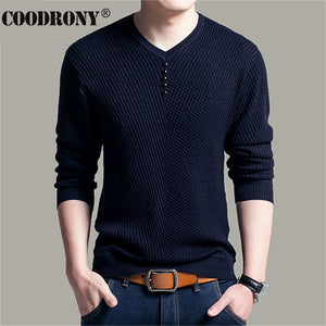 COODRONY Sweater Men Casual V-Neck Pullover Men Autumn Slim Fit Long Sleeve Shirt Mens Sweaters Knitted Cashmere Wool Pull Homme